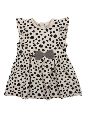 Girls Light Natural Short Sleeve Knitted Dress
